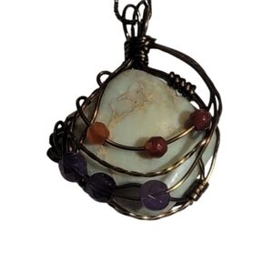 Necklace wired crystal gem holder necklace unisex